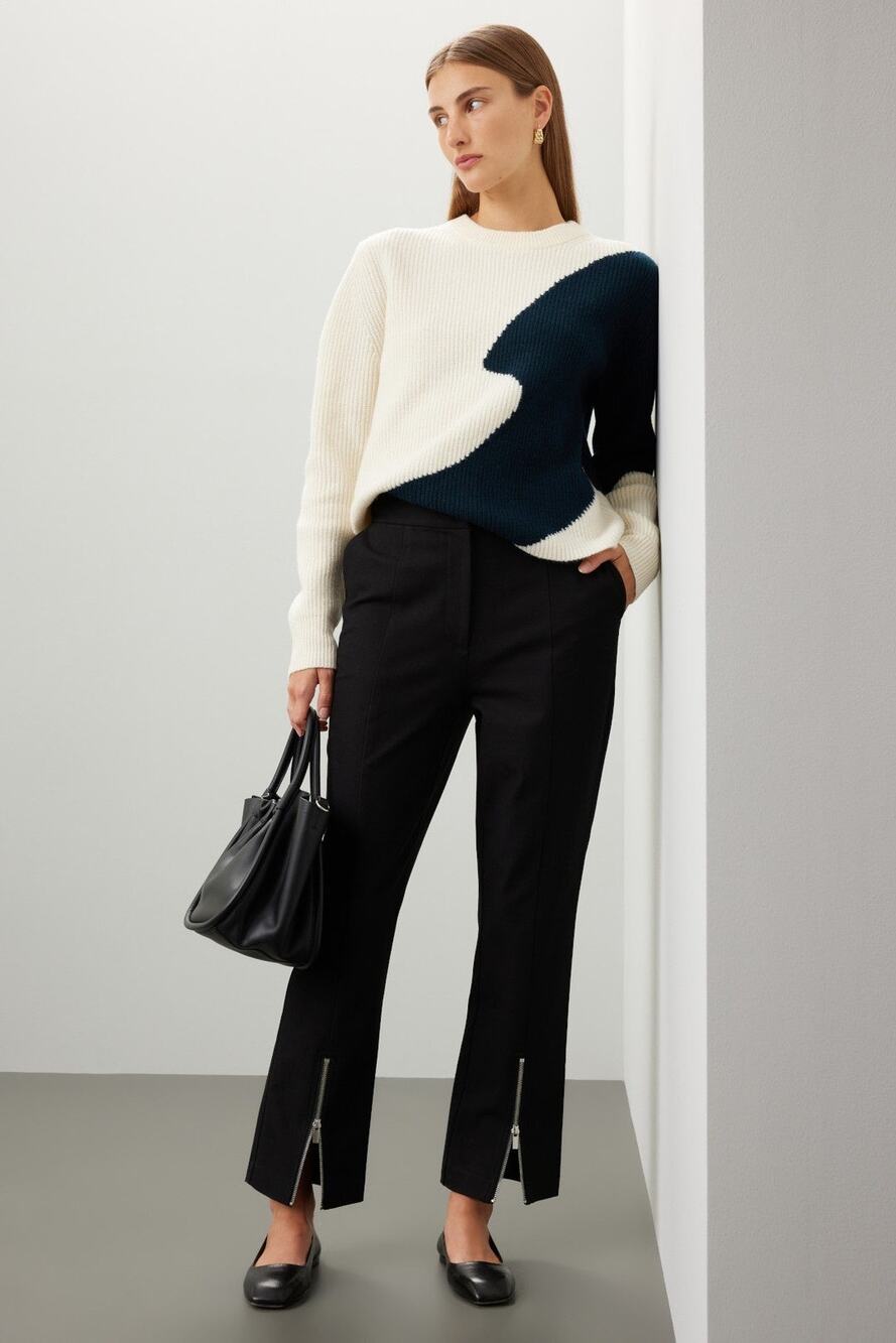 Derek Lam Crosby Zipper Split Hem Black High Rise Trouser Pants Size 6